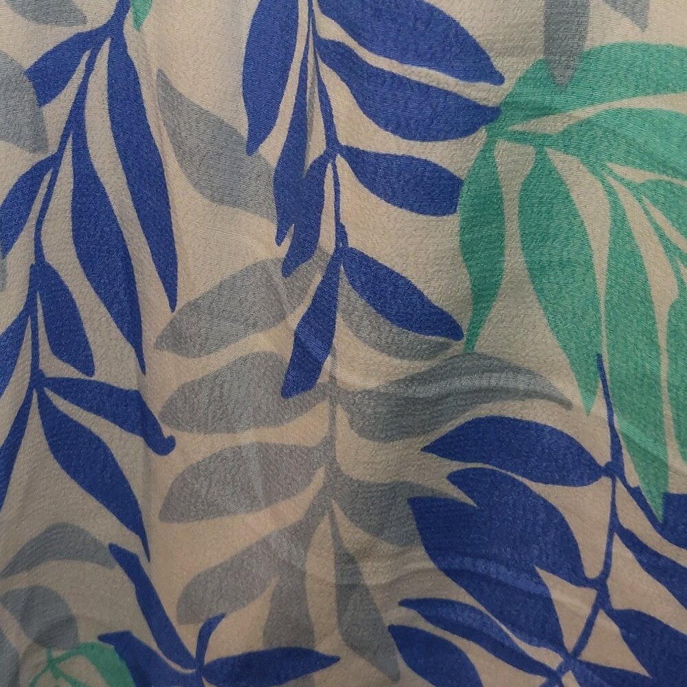 Sail To Sable Blue Palm Print Flutter Sleeve Ruff… - image 5